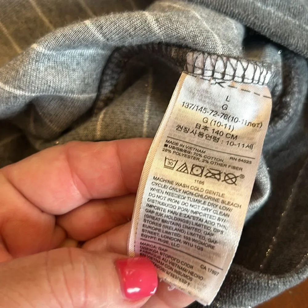 Gap Kids long sleeve gray striped sparkle dress Size L EUC